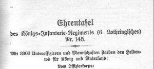 Verlustliste: Königs-Infanterie-Regiment (6. Lothringisches ) Nr. 145 (Offizierkorps)