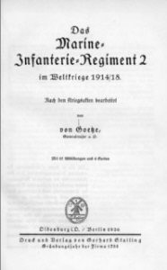 Das Marine Infanterie-Regiment 2 im Weltkriege 1914/1918