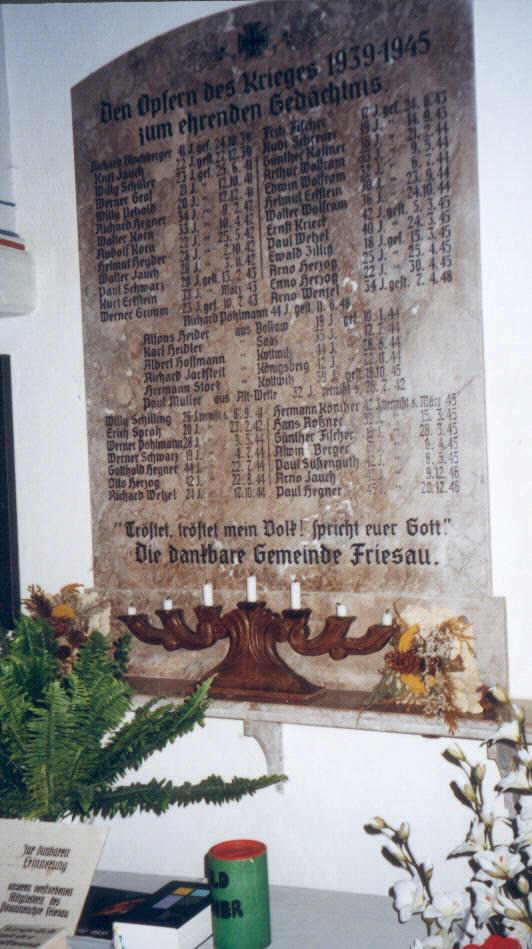 Gedenktafel in der St. Leonhart Kirche in Friesau, Foto © Heiko Klatt