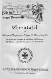 Verlustliste: Ehrentafel des Infanterie-Regimentes von Lützow (1. Rheinisches) Nr. 25